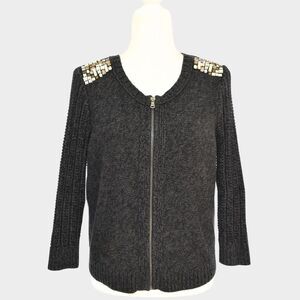 AMERICAN EAGLE Women's %100 Cotton Bling Shoulder Sweater Gray Size L